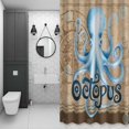 thumbnail image 4 of Summer Blue Sea Octopus Bathroom Shower Curtain, Nautical Vintage Ocean Wave Compass Linen Waterproof Washable Soft Bath Curtain for Bathtub Decor with 12 Hooks&Grommet, 60x72 Inch, 4 of 9