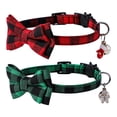 thumbnail image 1 of Paquete de 2 collares navideños para perros, collares clásicos para perros a cuadros de búfalo con pajarita extraíble, ajustable Zhivalor CPB-SSW518-4, 1 of 5