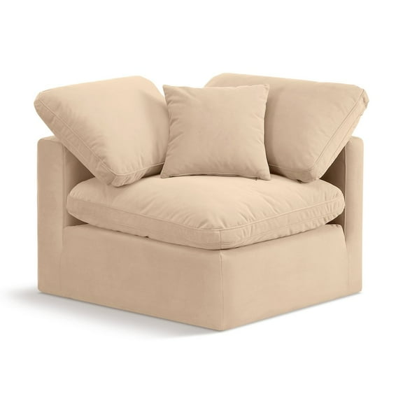 Meridian Furniture Indulge Contemporary Velvet Corner Chair in Beige