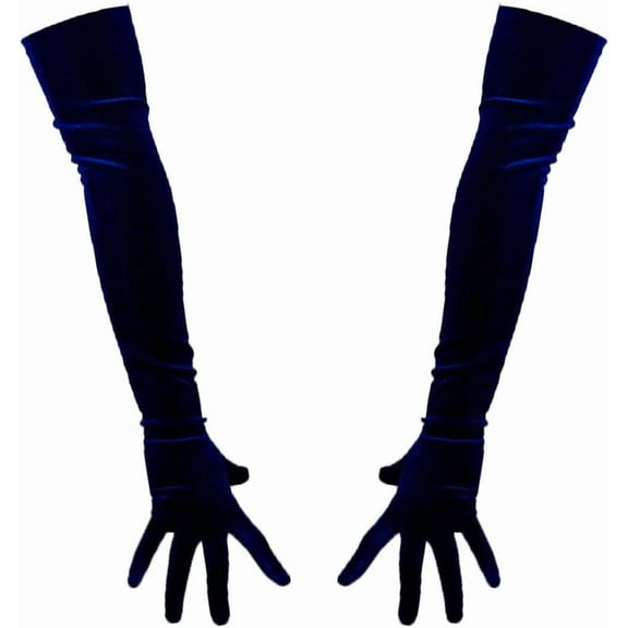 Jtbuh XLY Women Velvet Gloves Elbow Long Stretchy Elastic Flannel Deep Royal Blue Tech Party Gift Gloves