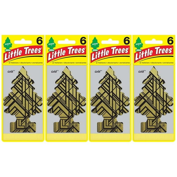 LITTLE TREES Car Air Freshener, Hanging Tree Gold, 24 Count, (4) 6-Packs