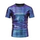 thumbnail image 5 of Camiseta de manga corta para hombre INSPIRE CHIC con estampado metálico de animales para fiestas disco XL púrpura azul, 5 of 6