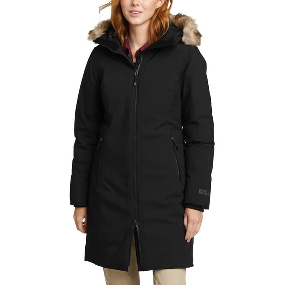 Eddie Bauer WeatherEdge Down Parka Coat Womens Black 650 Fill Waterproof Size S