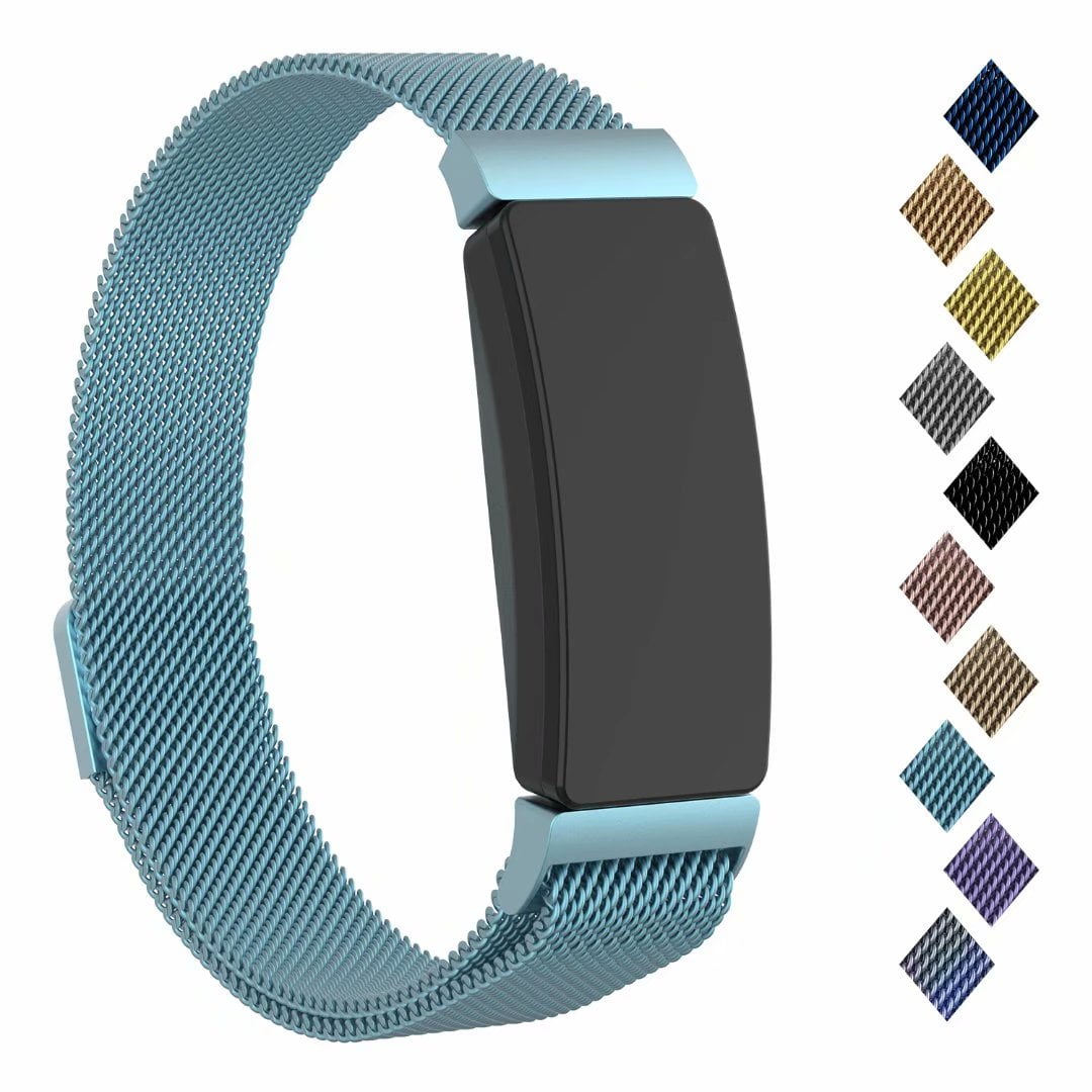 POY Compatible with Fitbit Inspire Hr Bands Stainless Steel Replacement for Fitbit Inspire and Ace 2 Metal Loop Bracelet Sweatproof Wristbands for Women Men 