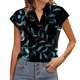 thumbnail image 3 of Gibobby Playeras Mujer Camisetas Cuello V Blusa de color Short Plus Tops Camiseta de mujer Tamaño Manga desvanecida Blusa de mujer con cuello en V informal(Negro,G), 3 of 4