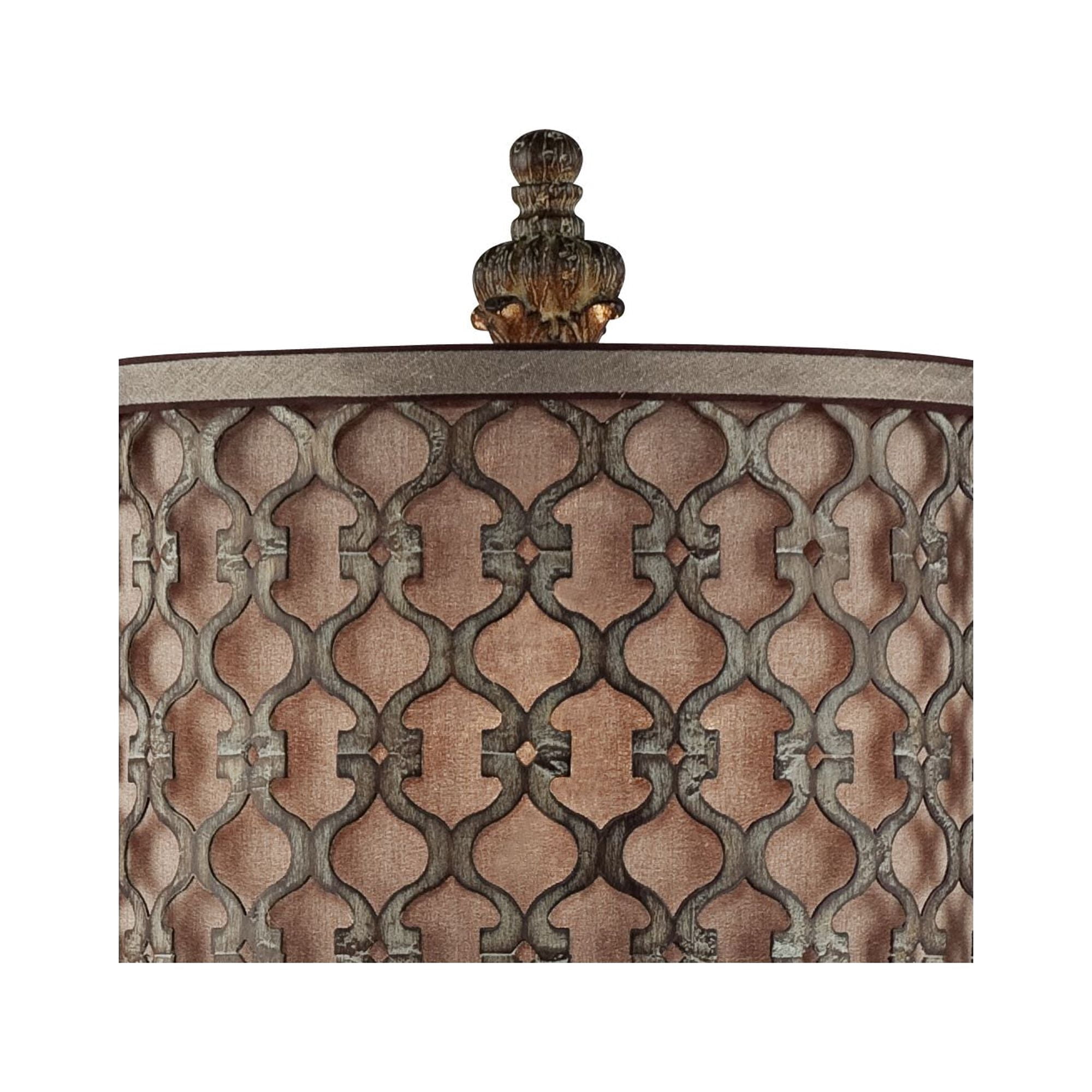 Regency Hill French Buffet Table Lamp Beige Scroll Metal Lattice Candlestick Framed Cylinder Shade for Dining Room
