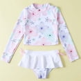 thumbnail image 2 of Likimi Kids Toddler Girls Two Piece Swimsuits Long Sleeve Cute Printed Crew Neck Tops With Swim Shorts Breathable Soft Swimwear For Swim Beach Light Pink Size 11-12 Years, 2 of 3