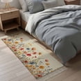 thumbnail image 3 of Kitchen Runner Rugs, Watercolor Garden Blossom Floral 2'x4' Throw Rug with Tassels, Natural Flower Leaves on Linen Washable Soft Floor Carpet Runner for Hallway Bedroom Bathroom Laundry Room, 3 of 9
