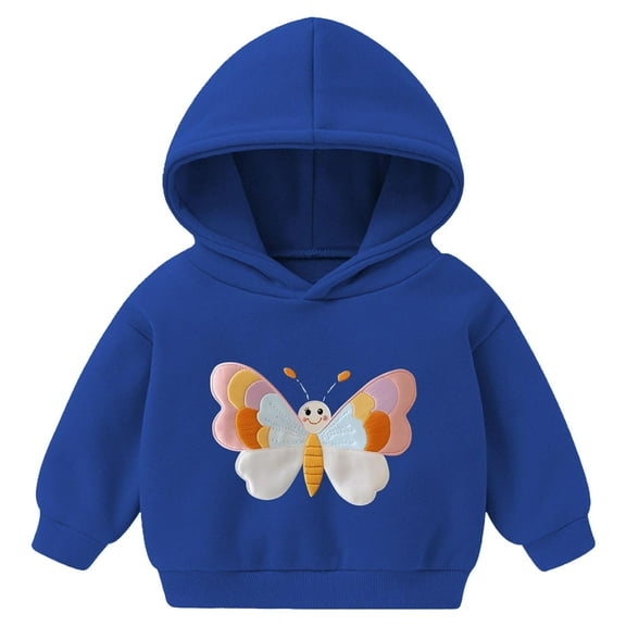 UAYOTSE Boys and Girls Hooded Sweatshirts Small and Medium Sized Childrens Fleece Pullover Casual Jackets and Tops(18-24 Months,P150-Blue)