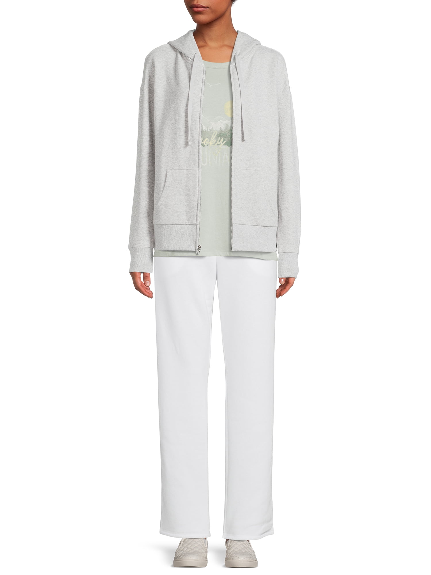 Time & Tru Women's Fleece Straight Leg Pants with Pockets