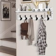 thumbnail image 5 of Coat Rack Wall Mount with Shelf, 27.5" Entryway Wall Hanging Shelf, Coat and Key Hanger with 10 Dual Hooks, Mail Organizer and Key Holder Hat Rack for Wall, Wood Coat Hooks with Storage, 5 of 14