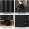 thumbnail image 3 of WIRRYTOR 57" Curved Fluted Kitchen Sideboard Buffet Cabinet, Mid-Century Modern Credenza with Solid Ball Legs for Dining Room Living Room, Black, 3 of 13