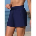 thumbnail image 4 of Charmo High Waisted Swim Shorts for Womens with Zipper Pockets Quick Dry Board Shorts Swimsuit Bottoms Built-in Brief, 4 of 6