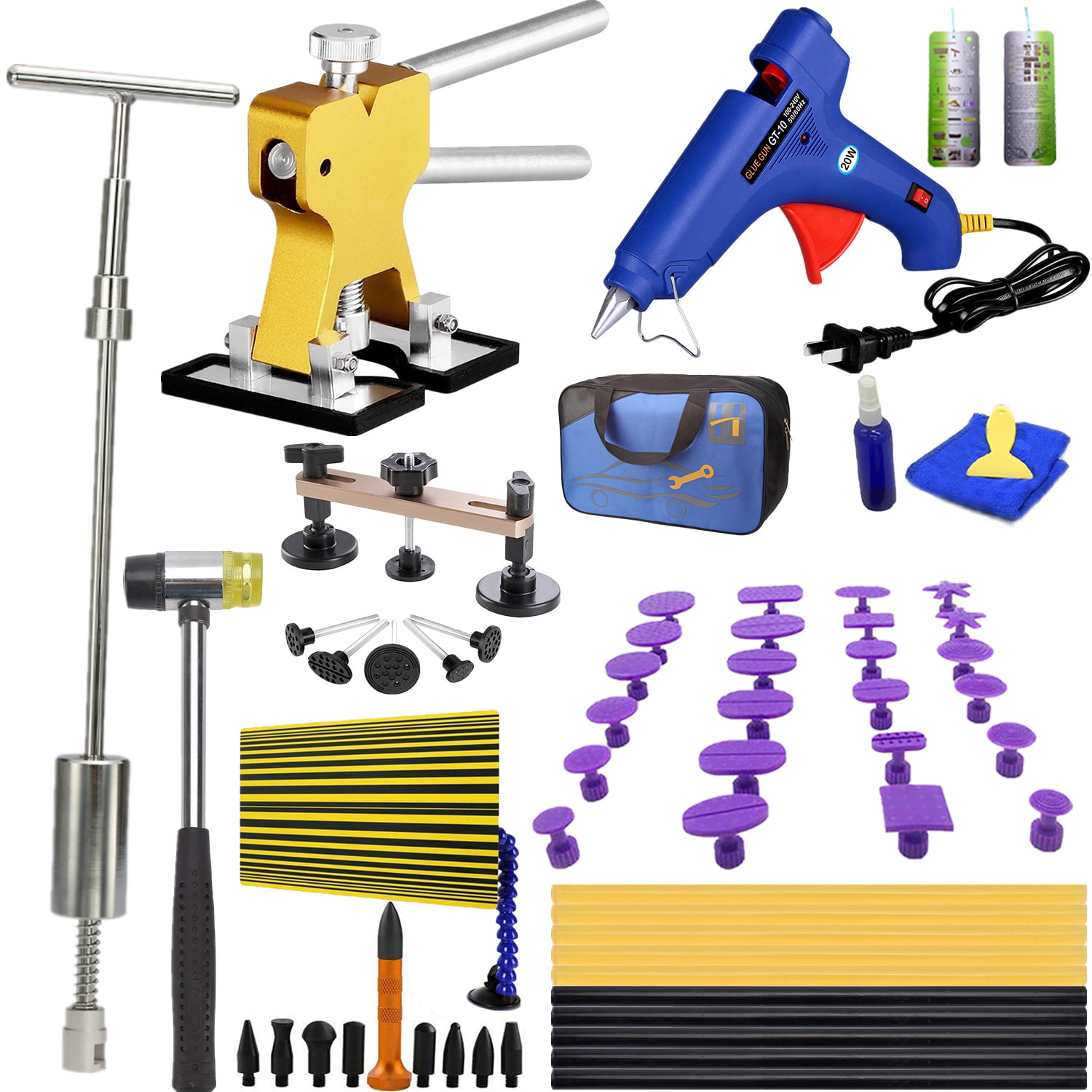 DIY Paintless Dent Repair Car Body Dent Puller PDR Tools 2in1 Slide Hammer Kit 
