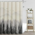 thumbnail image 6 of Black Shower Curtain Linen Fabric Shower Curtain Misty Forest Nature Mountain Tree Shower Curtain Set with Hooks Farmhouse Country Shower Curtains for Bathroom Decor, 72x72 inch, 6 of 12