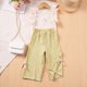 thumbnail image 3 of Odeerbi 2-8 Años Niñas Trajes de Verano Camisetas de Tirantes Con Volantes de Flores Pantalones de Pata Ancha Con Lazo Conjunto de Dos Piezas, 3 of 6