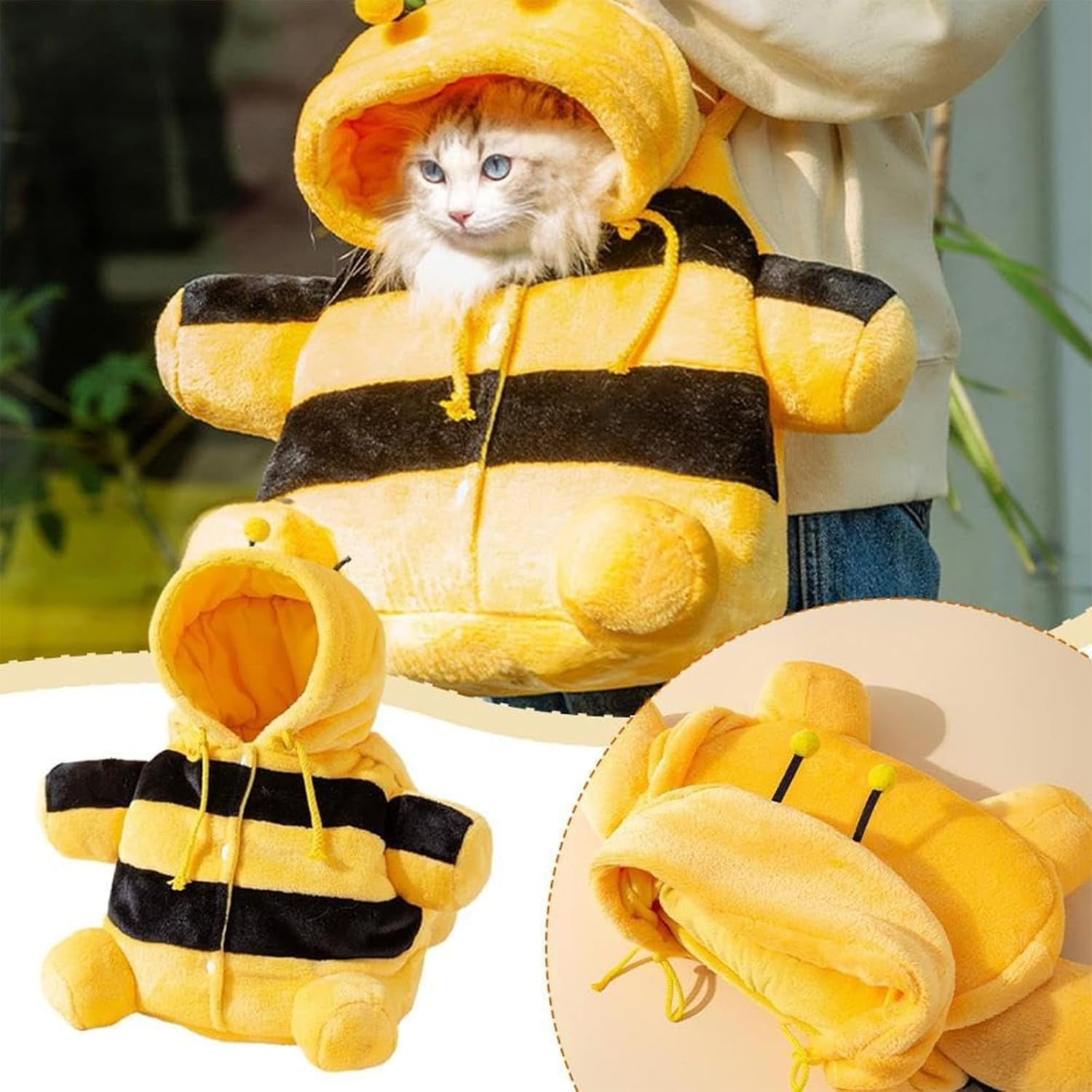 Cat Puppy Plush Outing Backpack, Winter Warm Pet Carrier with Adjustable Shoulder Strap and Anti-Escape Design, Soft Foldable Backpack for Small Dogs and Cats