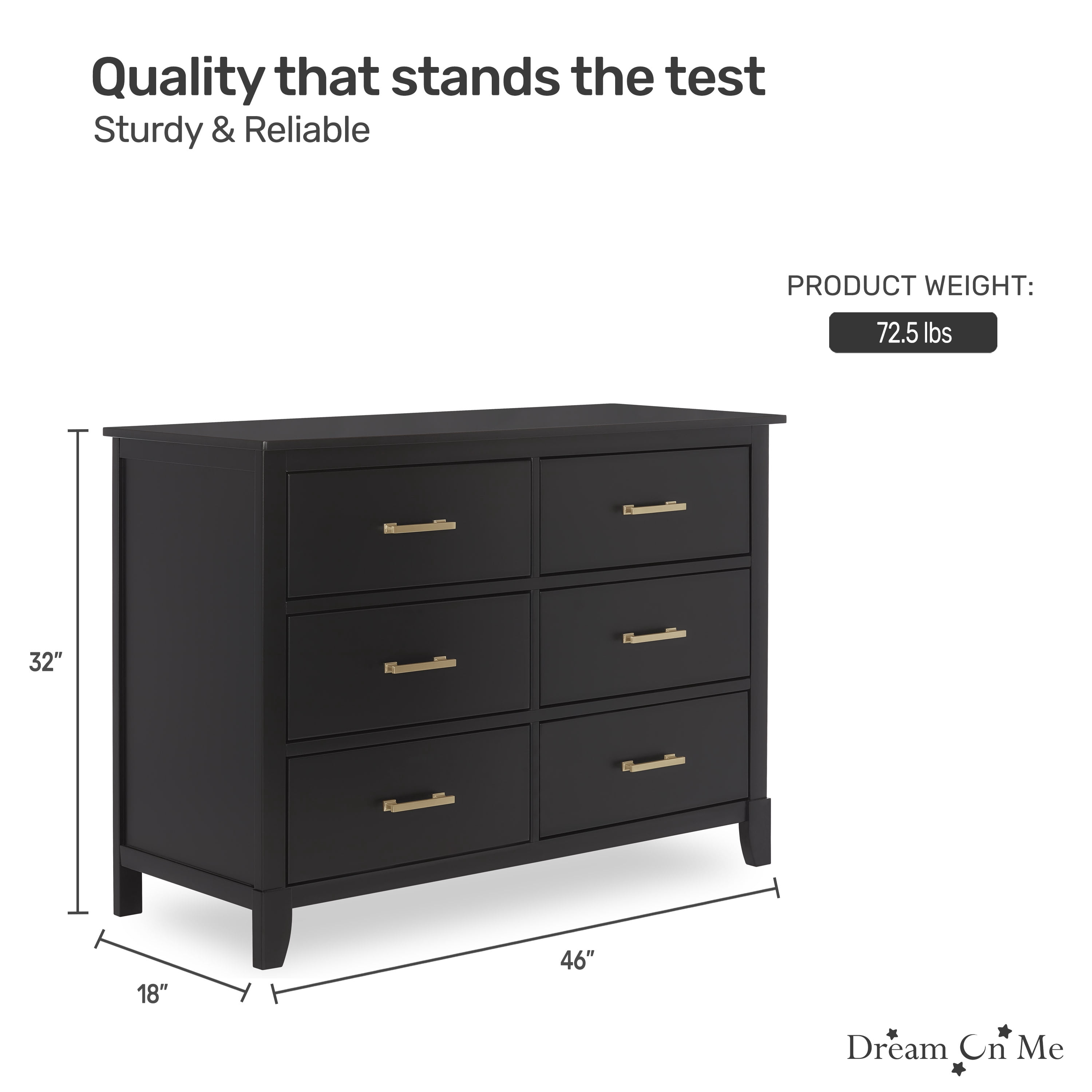 Dream On Me Cleo Dresser, Black/Gold