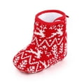 thumbnail image 3 of Juebong Christmas Infant Baby Fleece Lining Booties Newborn Shoes Anti-Slip Soft Sole Warm Infant Toddler Prewalker Boots Red,11, 3 of 7