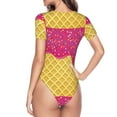 thumbnail image 4 of Easygdp Red Ice Cream Women's One-Piece Swimsuit Slim Fit Crew Neck Bodysuit Athletic Swimwear with Concealed Buckle - X-Large, 4 of 9