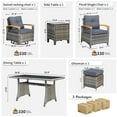 thumbnail image 3 of MEISSALIVVE 8 Pieces Patio Furniture Set with Dining Table, Outdoor Wicker Conversation Set with Swivel & Fixed Chairs, Wood Armrest, 2 Ottomans, Gray, 3 of 8