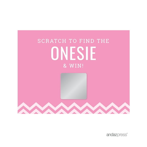 Scratch Off Game Cards Bubblegum Pink Chevron Baby Shower Games, 30-Pack