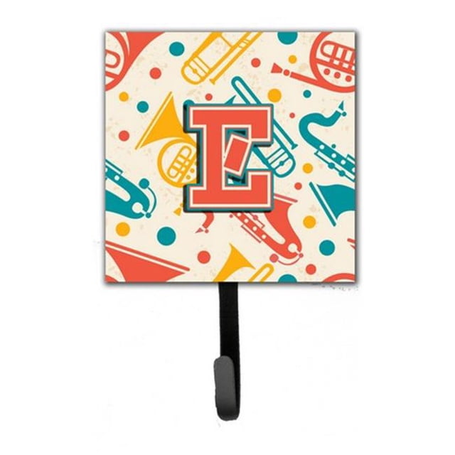 Carolines Treasures CJ2001-ESH4 Letter E Retro Teal Orange Musical Instruments Initial Leash & Key Holder