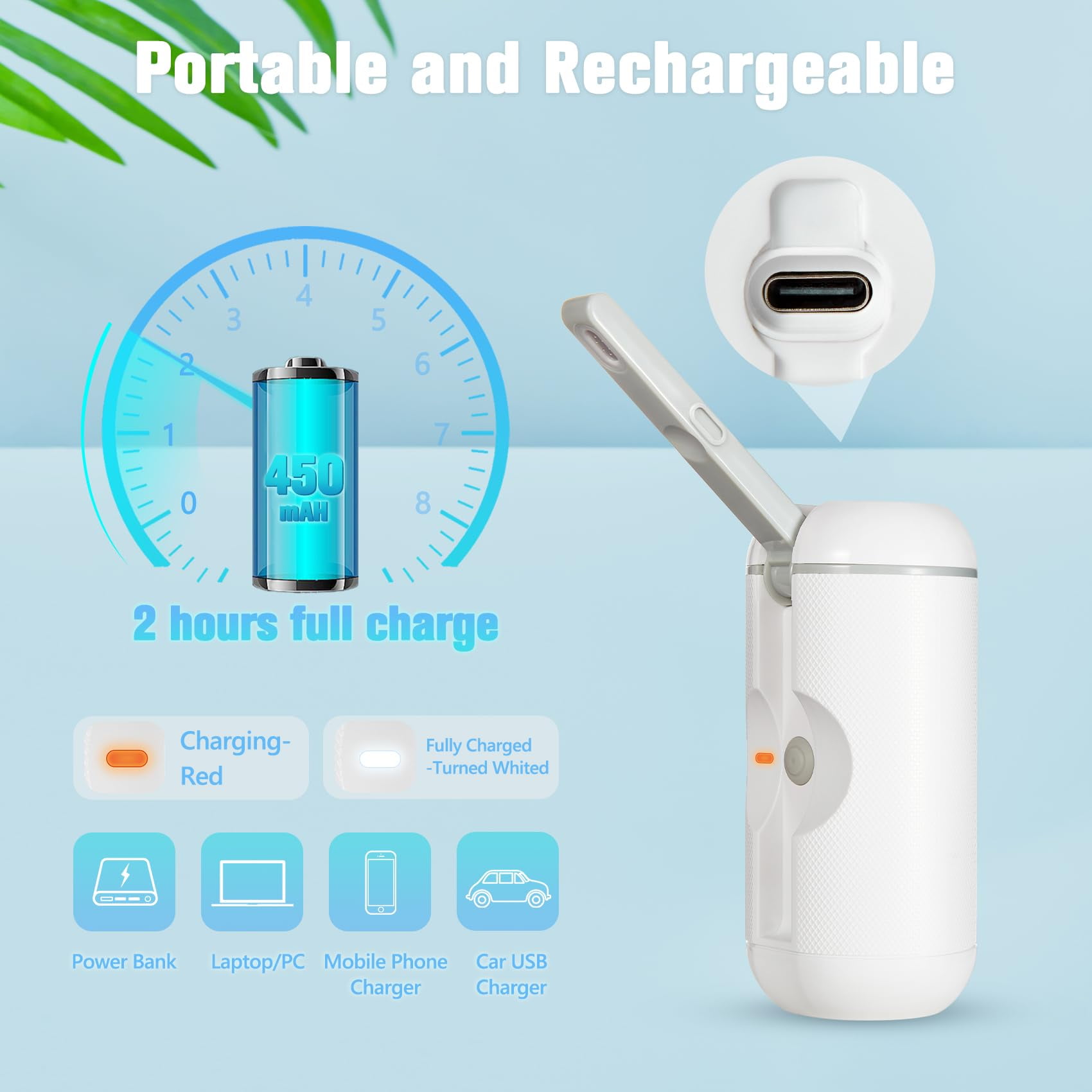 SkyAuks Portable Bidet, Rechargeable Handheld Personal Travel Bidet, White