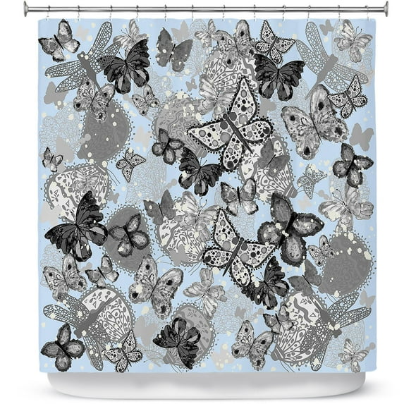 Shower Curtains 70" x 93" from DiaNoche Designs by Julie Ansbro - Butterflies Pale Blue