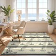 thumbnail image 3 of Design&I 8'x10' Washable Area Rug Extra Large Skid-Resistant Low Profile Island Theme Nautical Ships Horizontal Stripes Decorative Corner Accents for Living Room, Family, 3 of 7