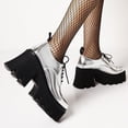thumbnail image 4 of Zapatos de tacón alto grueso para mujer, Color sólido, estilo británico, barnizado, brillante, clásico, Retro, con cordones, zapatos de cuero, botines de punta cuadrada Wmkox8yii  hfjk2172, 4 of 6