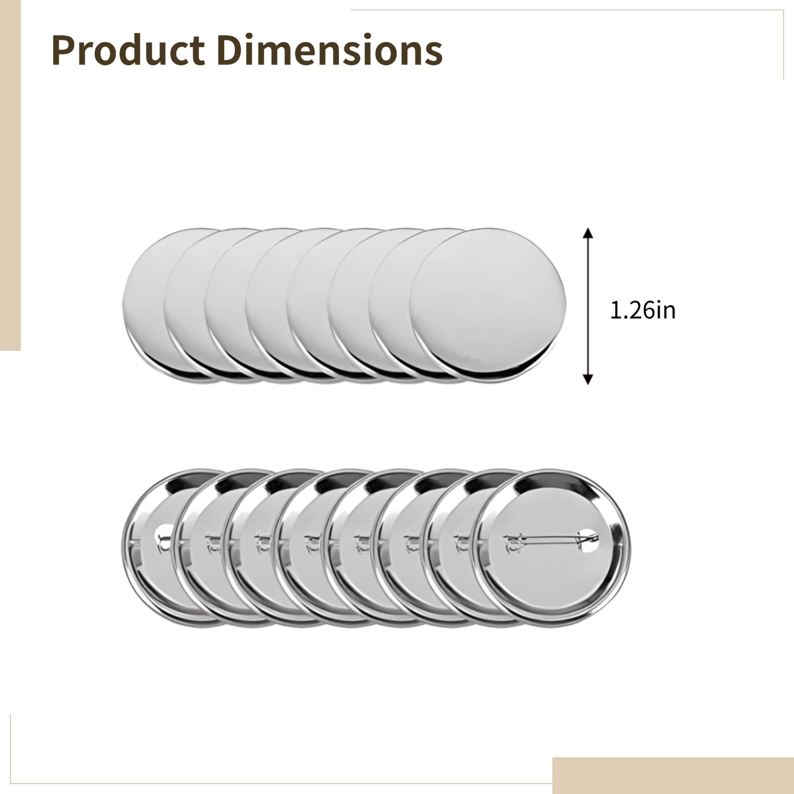 200 PCS Button Maker Supplies, 1.26 Inch Metal Buttons for Crafts Bulk, DIY Blank Button Making Supplies, Ideal for School Projects and Personalized Gifts