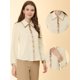 thumbnail image 2 of Camisa de oficina Allegra K Abotonada de Manga Larga con Cuello en contraste Beige M, 2 of 5