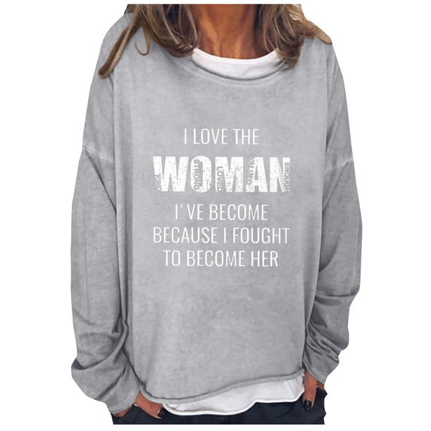 Moda mujer primavera otoño impreso manga larga cuello redondo Casual Tee Tops Pompotops FGAJ1562