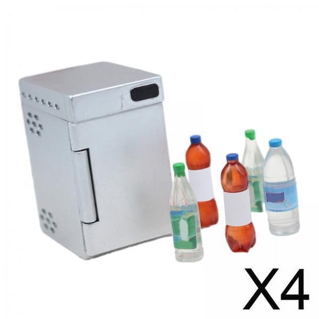 Mini Refrigerador Para Casa De Muñecas, Nevera Con 5 Botellas De Bebida, Juguete, Escena De Vida, Bricolaje, 4x