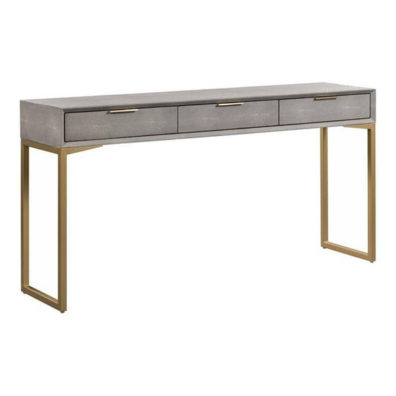 Maklaine MDF Wood Gray Console Table Rectangular Textured 59" Unassembled