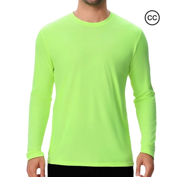 High Visibility Safety Work T-Shirt for Men | Hi Vis Reflective Work Wear Shirts in Long Sleeve Safety Neon Green S