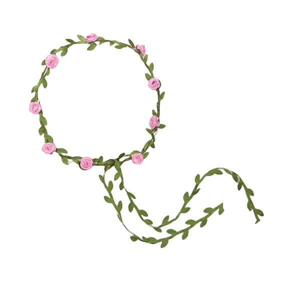 OIUR Assorted Colored Rose Flower Crown for Women Floral Bohemian Headpiece Fairy Wreath Headband with Green Leaves for Wedding Party Vacation Photography Props