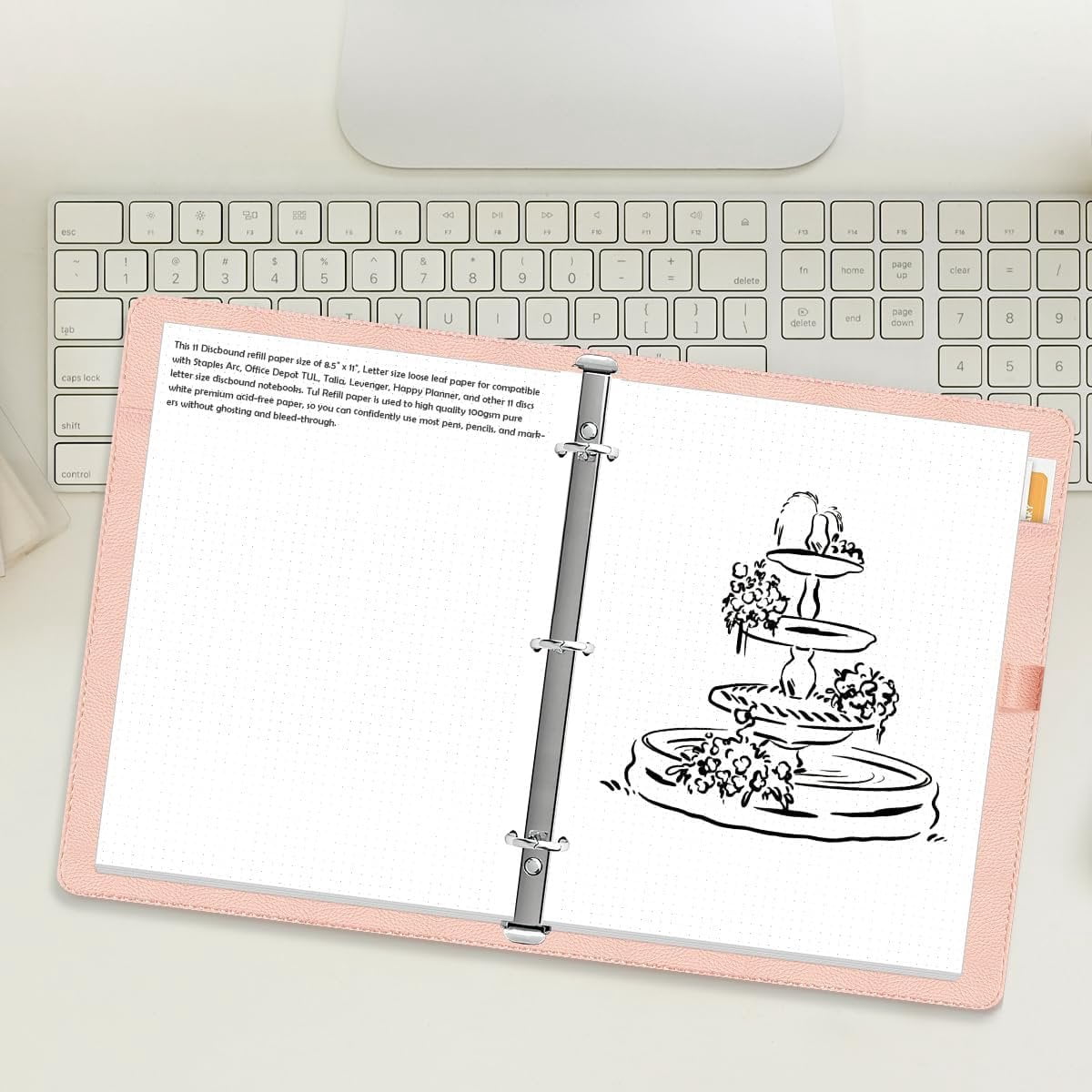 3-Hole Dotted Paper Refills, Letter Size 100Sheets / 200Pages Loose-Leaf Paper, 100gsm, White, 8.5'' x 11''
