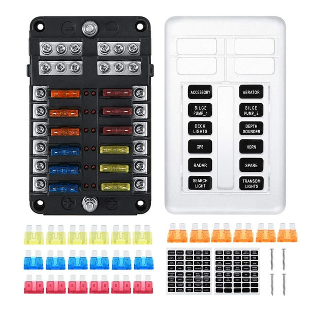 fuse volt block 20a led panel box 12v rv automotive fuses waterproof holder indicator bus boat 15a truck kohree marine