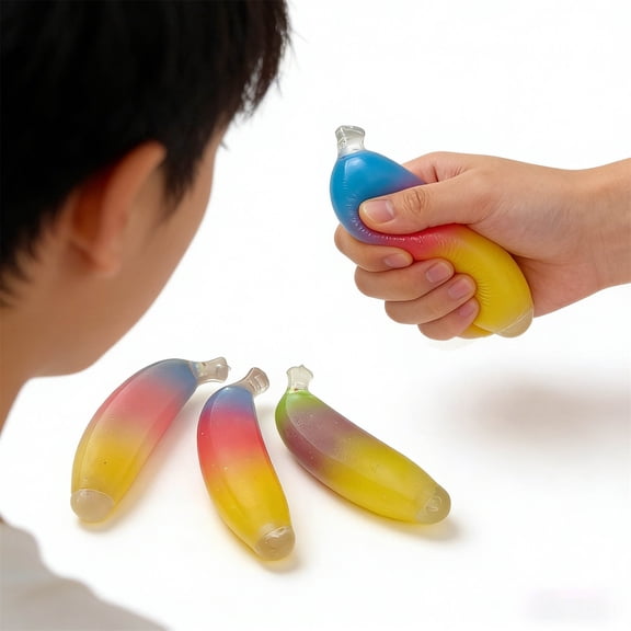 Banana Squishy Fidget Toys, Squeeze Ball Sensory Toys for Adults Kids Autism, Novelty Squishy Banana Anxiety Relief