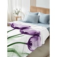 thumbnail image 4 of Purple Tulip Floral Twim Size Flat Sheet, Wrinkleproof & Fadeproof Cooling Flat Bed Sheet Only, Farmhouse Elegant Botanical Flowers Breathable Soft Bedding Top Sheets 66 x 96 Inches, 4 of 8