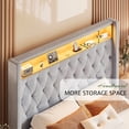 thumbnail image 7 of Merluxy LED Queen Bed Frame,Charging Station and Storage Upholstered Headboard/Velvet/Gray, 7 of 7