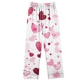 thumbnail image 4 of miqiqism Valentines Day Womens Pajama Sets Open Front Button Pajama Loungewear Set Long Sleeve Tops Tshirts Wide Leg Pants Trousers Cute Heart Clothing,01_Multicolor,Small, 4 of 5