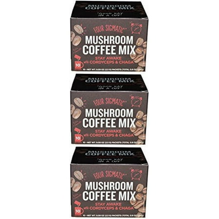 Four Sigmatic Mushroom Coffee Mix Cordyceps and Chaga Pack of 3 (30 Packets Total)