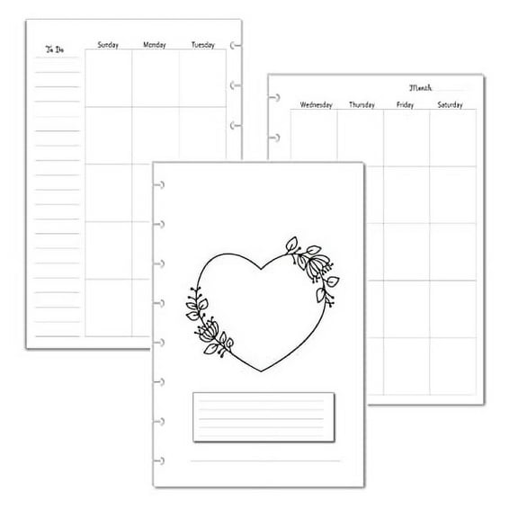 Undated Monthly Calendar Refills for 8 Disc Planners (Love)