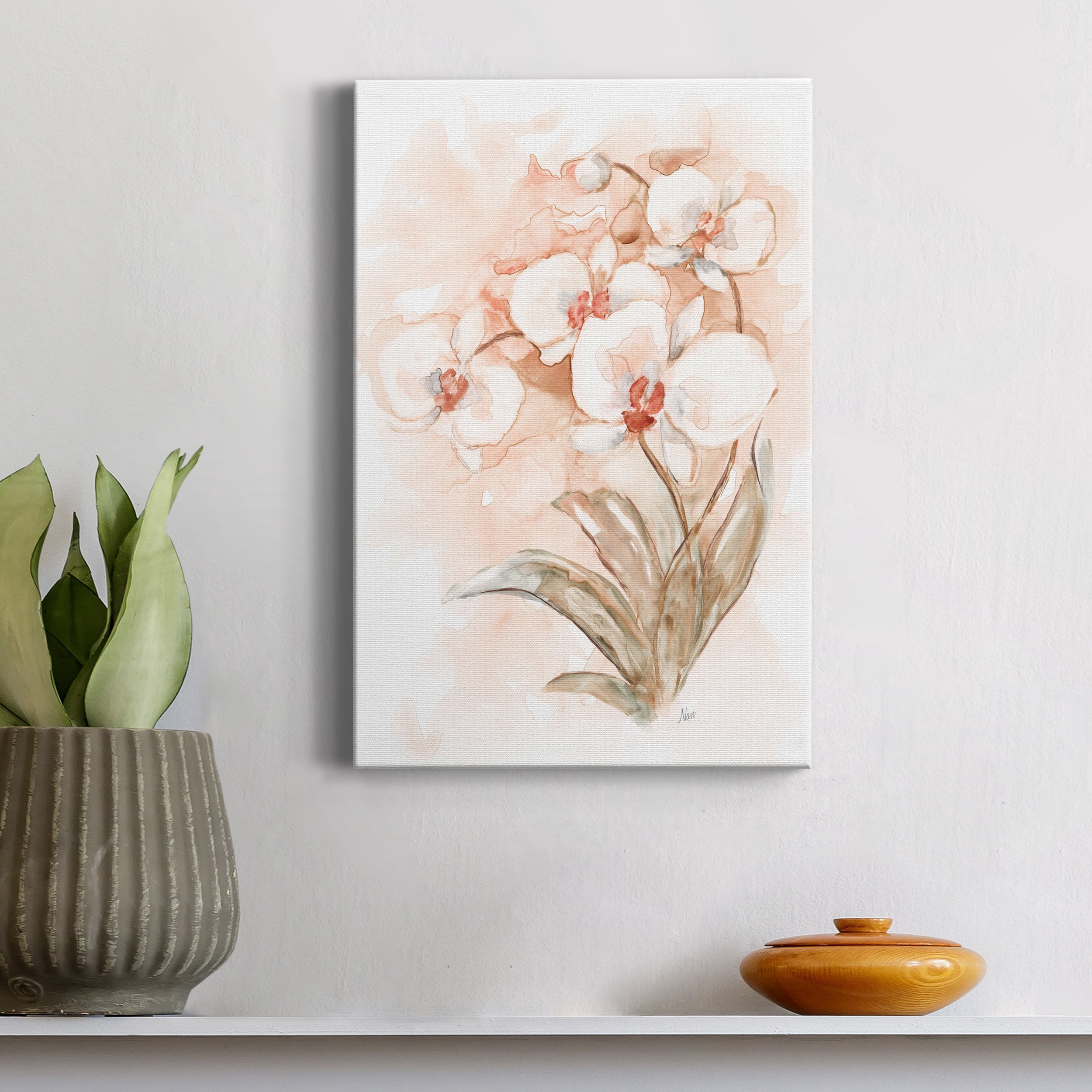 White and Coral Orchid II Premium Gallery Wrapped Canvas - Ready to Hang - 24 x 36