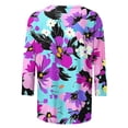 thumbnail image 4 of Uootdi Womens Tops Crew Neck Long Sleeve Flower All Over Print Long Sleeve Tee for Women Oversized Fresh Botanical Womens Tees, 4 of 5