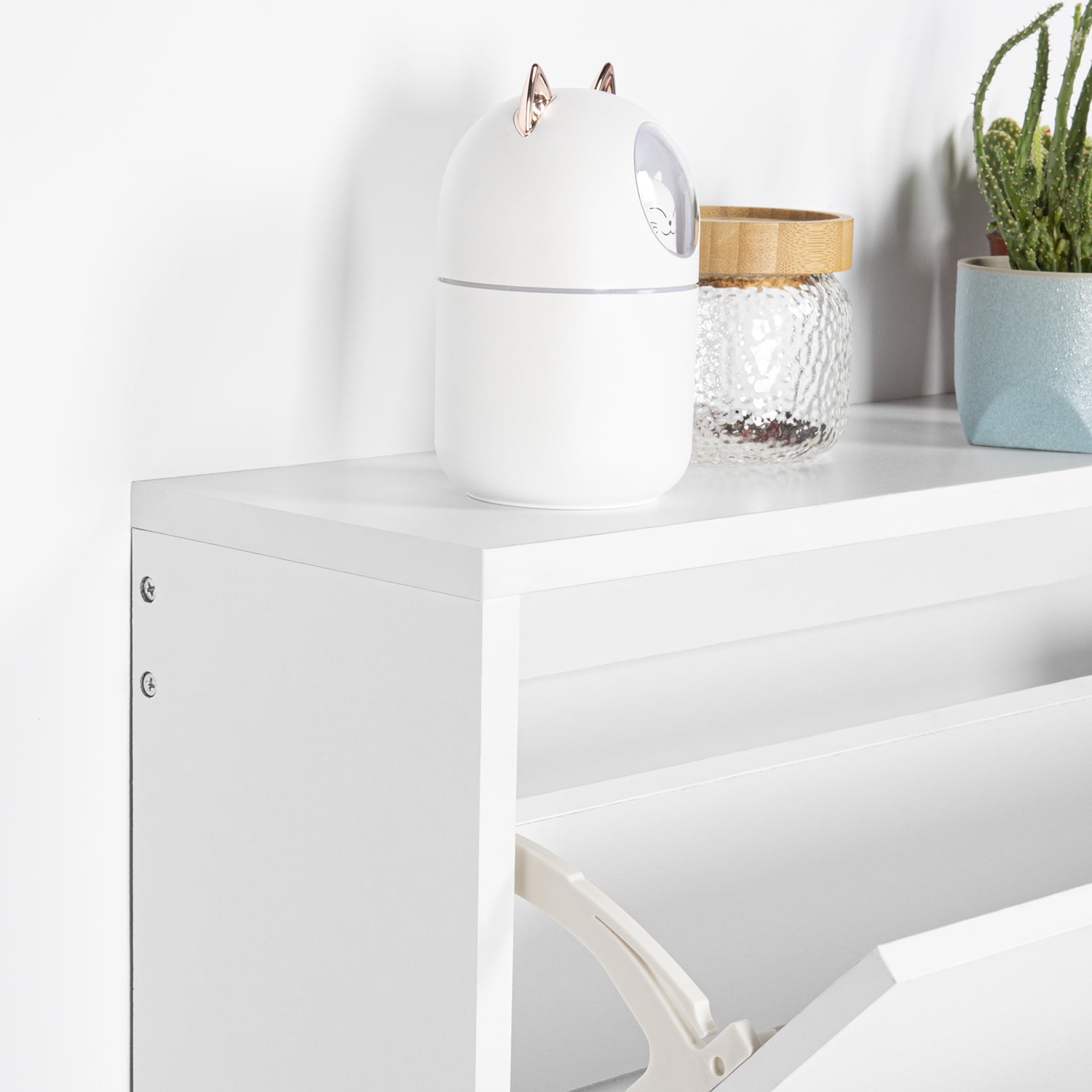 Kadyn Modern Shoe Cabinet, 3-Tier Shoe Storage Cabinet with Flip Doors, Entryway Shoe Organizer Rack for Entryway, Hallway, and Corridor, White