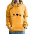 thumbnail image 2 of Womens Tops Plus Size Long Sleeved Hooded Heart Printed Off Shoulder Sweatshirt 1-Yellow, 2 of 3